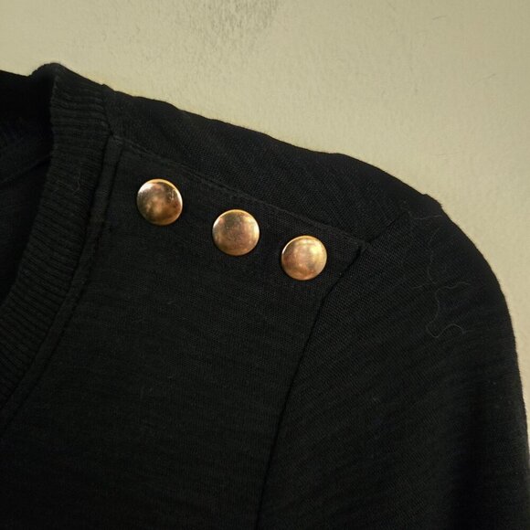 Nation LTD Pima Cotton Black Gold Button Detail Jersey Size M - Picture 4 of 6